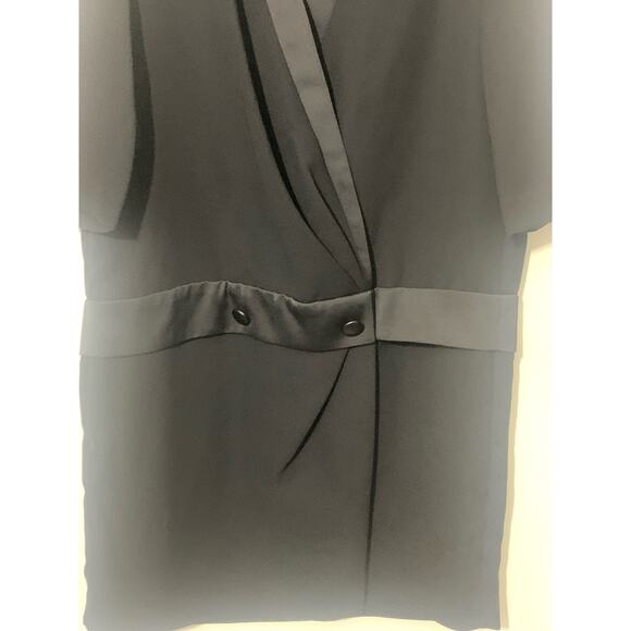 The Kooples sz S NWT Black‎ Crepe and Satin Trim Tuxedo Jacket Wrap Mini Dress - Picture 5 of 10